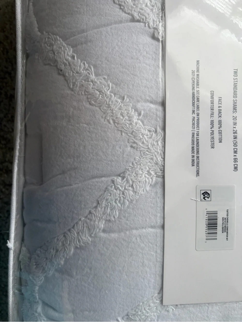 Trina Turk White Quilted Comforter Set with Textured Chevron Stitching